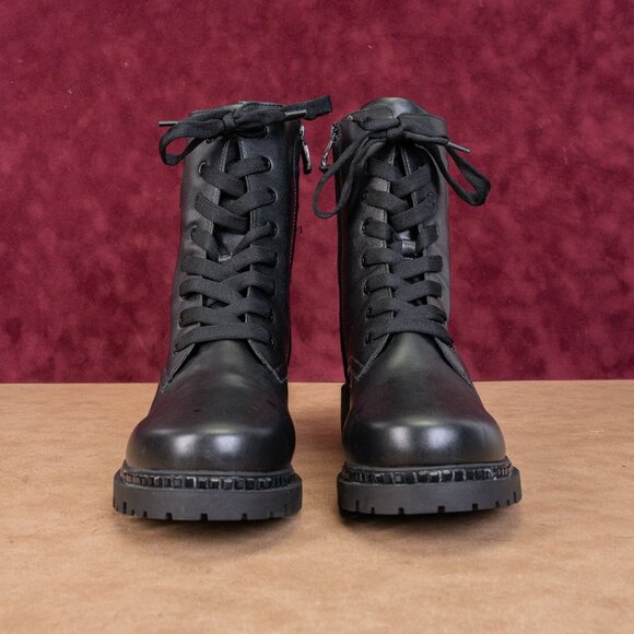 DKNY Women Romilly Vegan Leather Lace-up Zip Ankle Combat Boots sz 11 - Picture 3 of 8